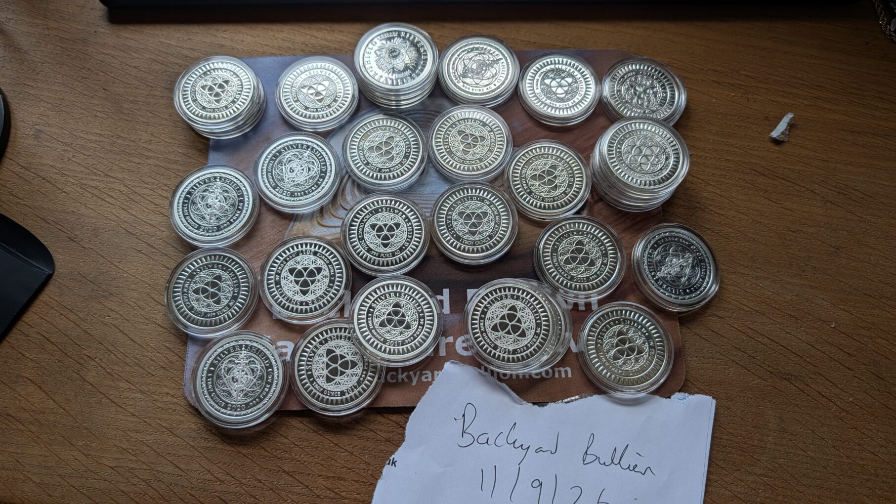 SOLD OUT - 1 oz 999 fine silver "Silver Shield" Rounds - Random Designs £53.75 each - Image 2